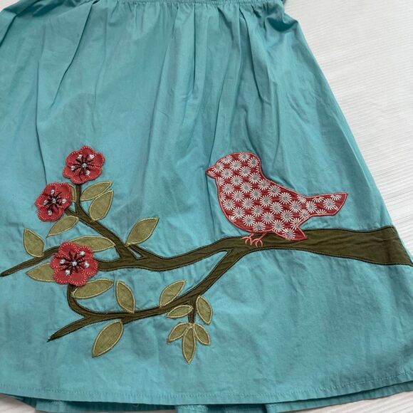 Judith March Aqua Blue Strapless Mini Dress Bird Embroidered Tunic Top Womens OS - Picture 2 of 9